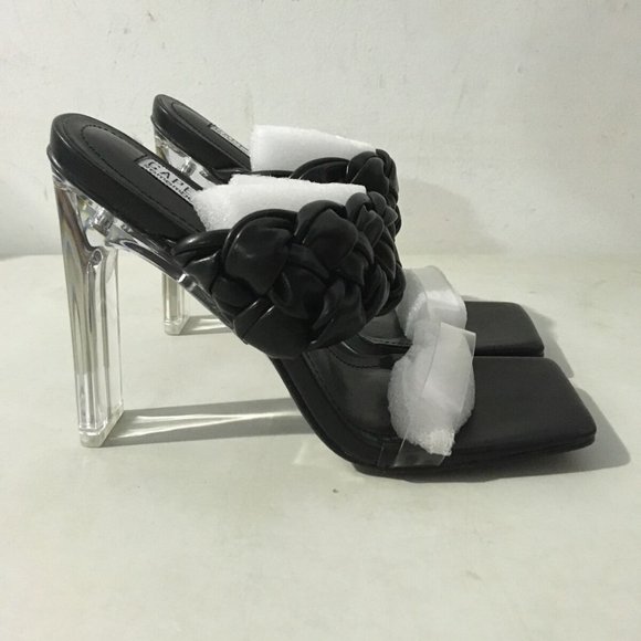 NWT CAPE ROBBIN ZIMMER CLEAR CHUNKY BLOCK HEELS BLACK 5.5 - Picture 10 of 13